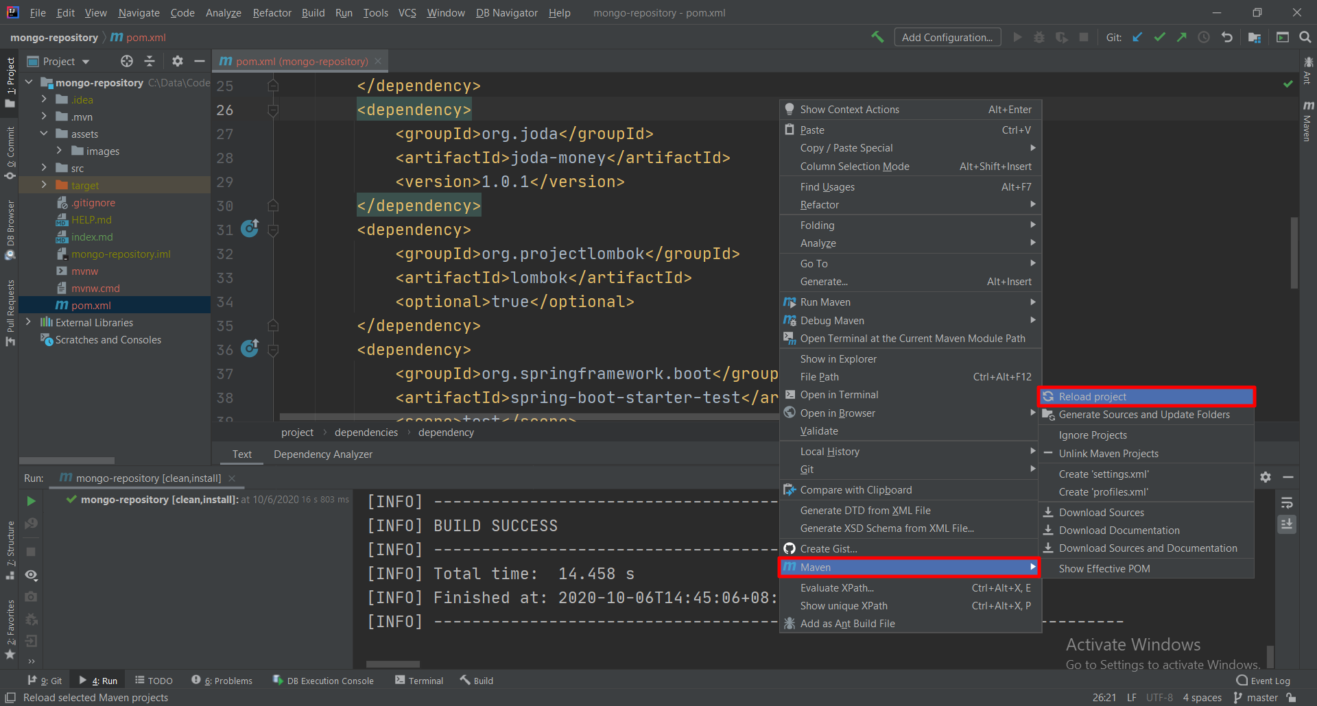 Maven Reload Project