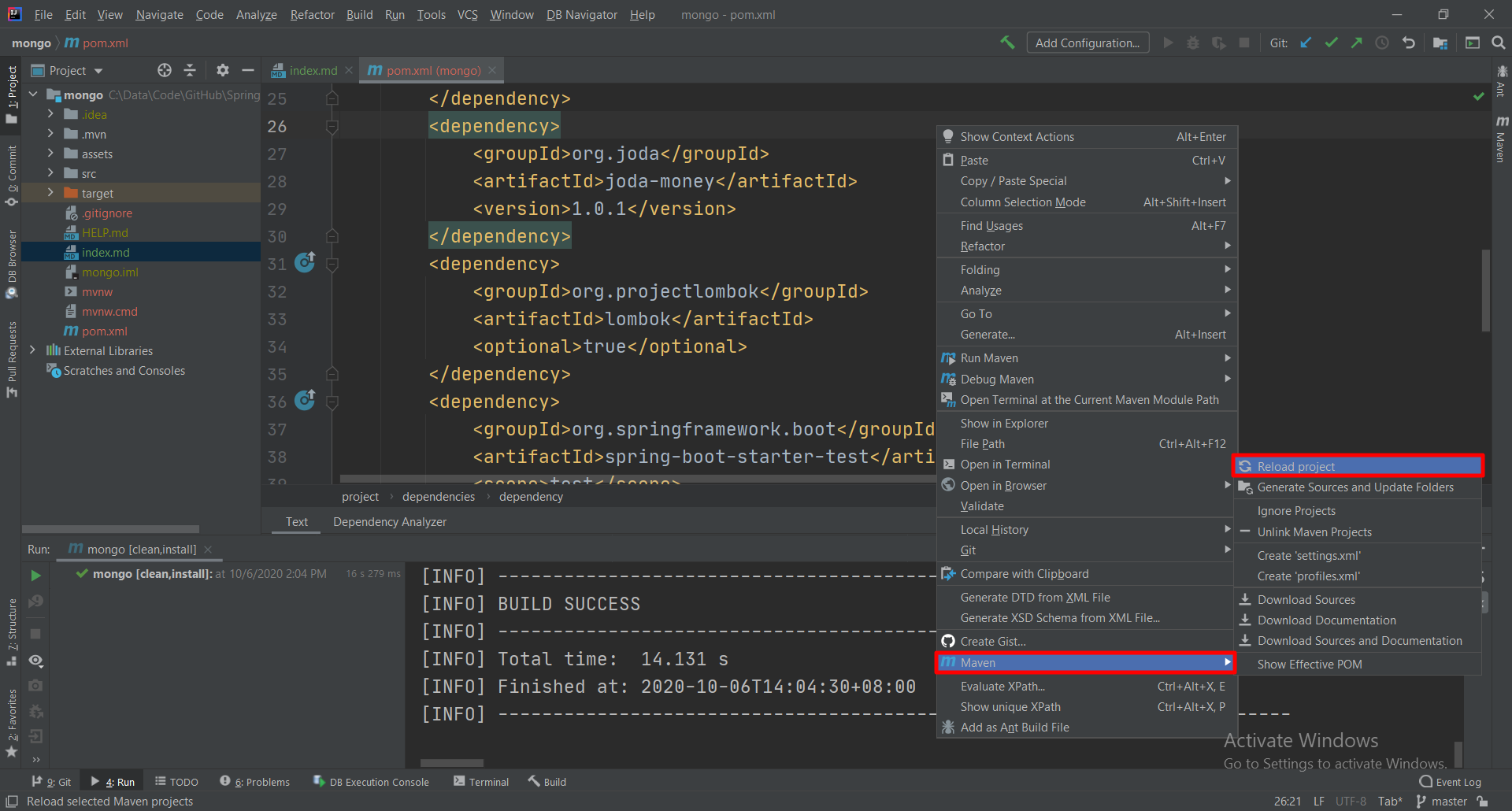 Maven Reload Project